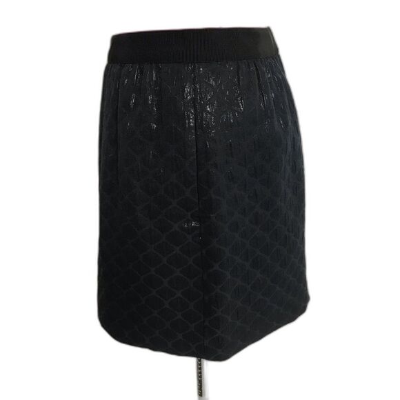 Loft Shiny Textured A-Line Skirt Women's Size 6 Navy Blue Metallic Side Pockets - Picture 11 of 12
